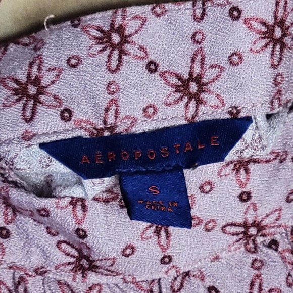 Aeropostale Burgundy Peasant Top Neck Strap Detail Women Sz S - Picture 3 of 8